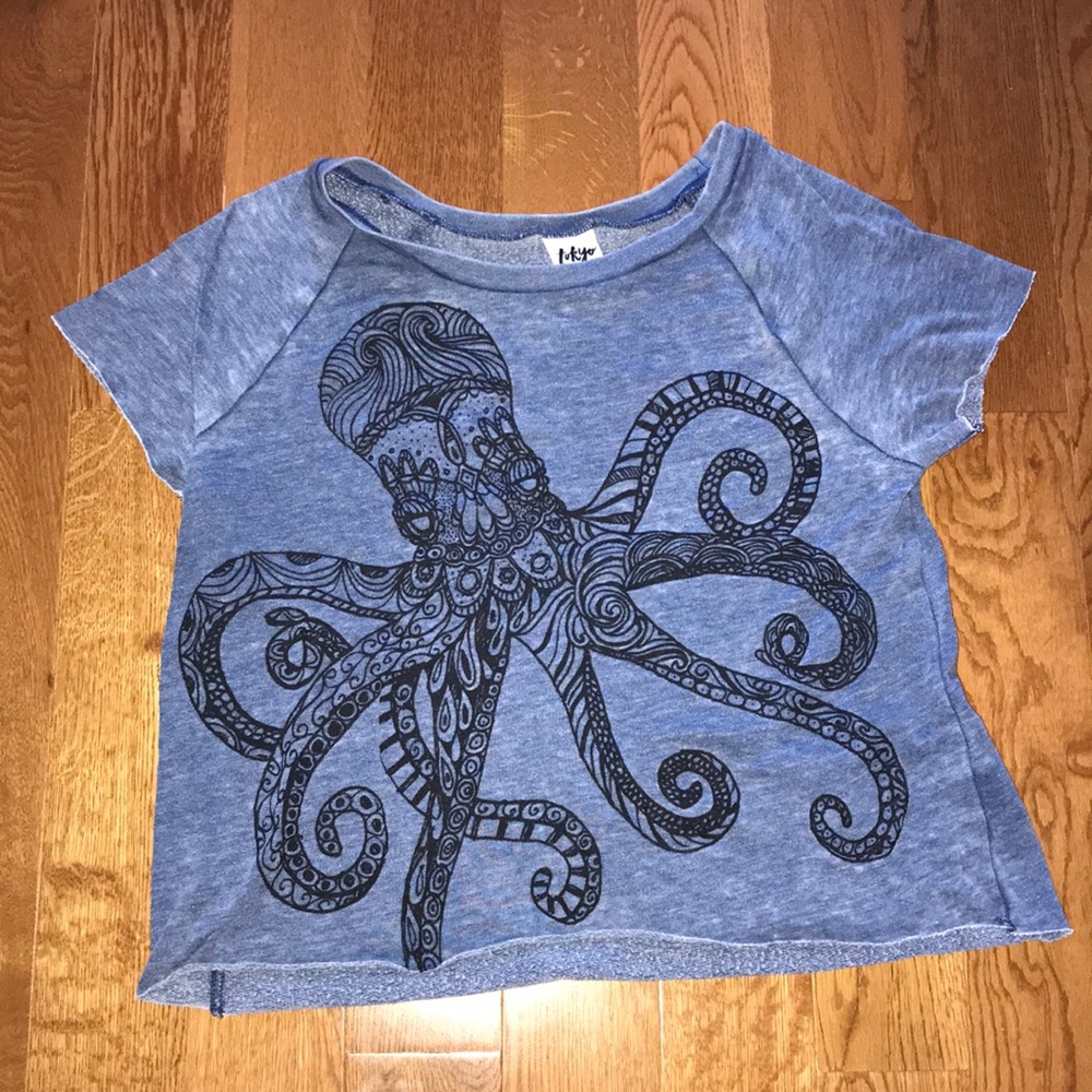 Tokyo Darling Blue Octopus Crop Top Small